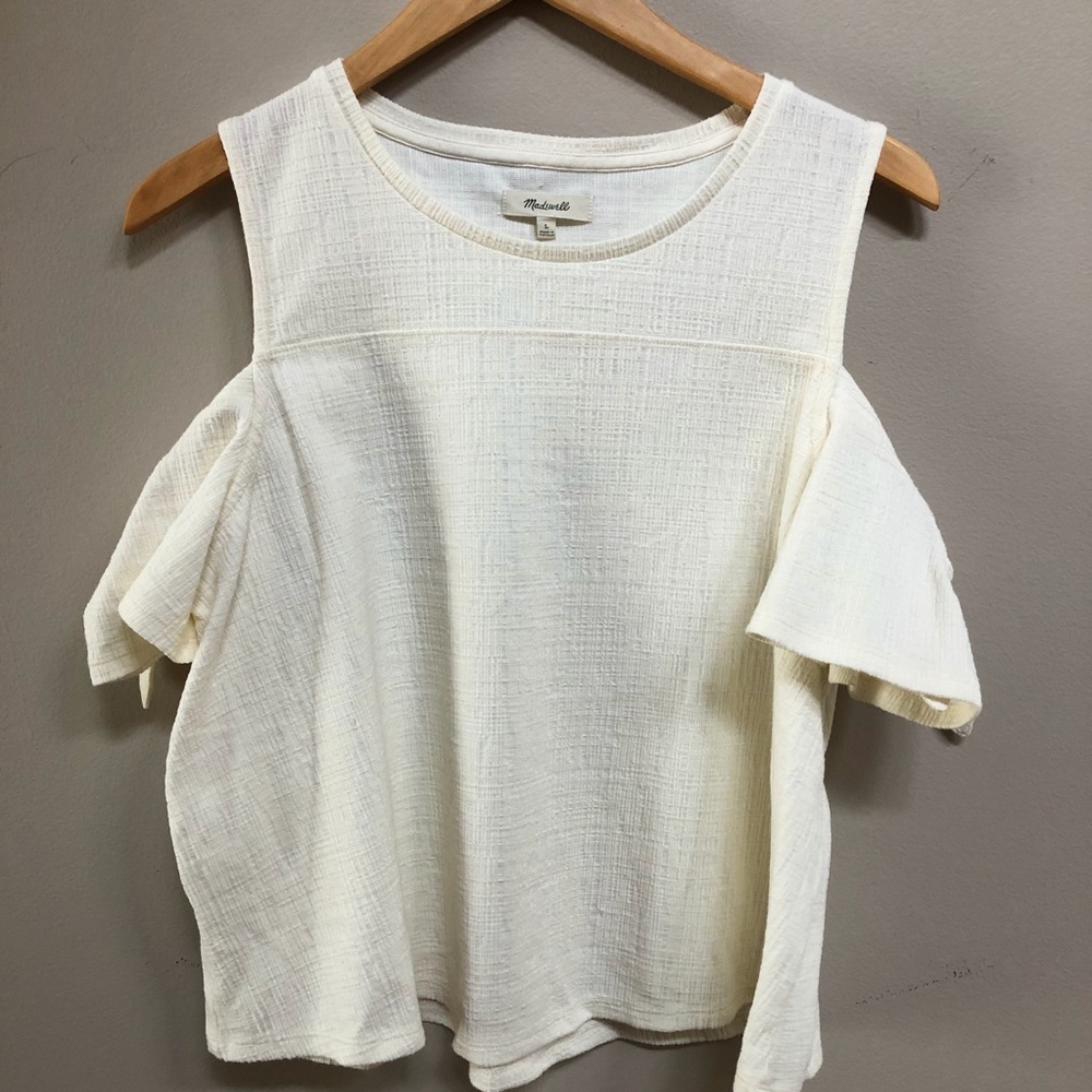 ✨ Madewell  Creme Cold Shoulder Crop
